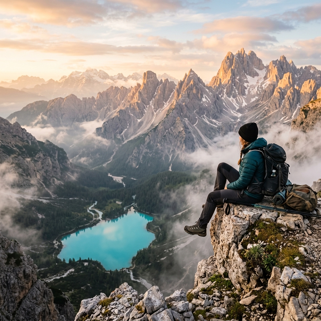 Sunrise alpine adventure viewpoint